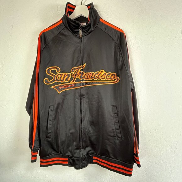 Gogo Sports Mens San Francisco California Track Jacket XXL Black Orange Pockets - Picture 1 of 8